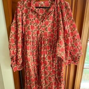 Floral Pink and Green Dress